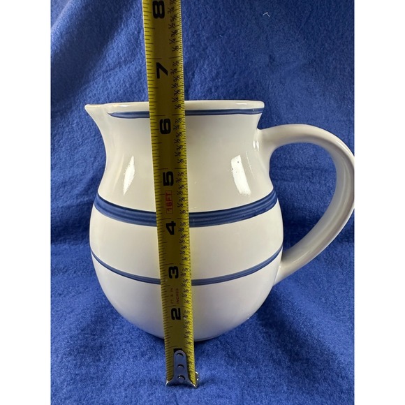 Nautica China Vintage NAVY BLUE Signature pattern 48 oz. Water/Lemonade PITCHER - Picture 2 of 5